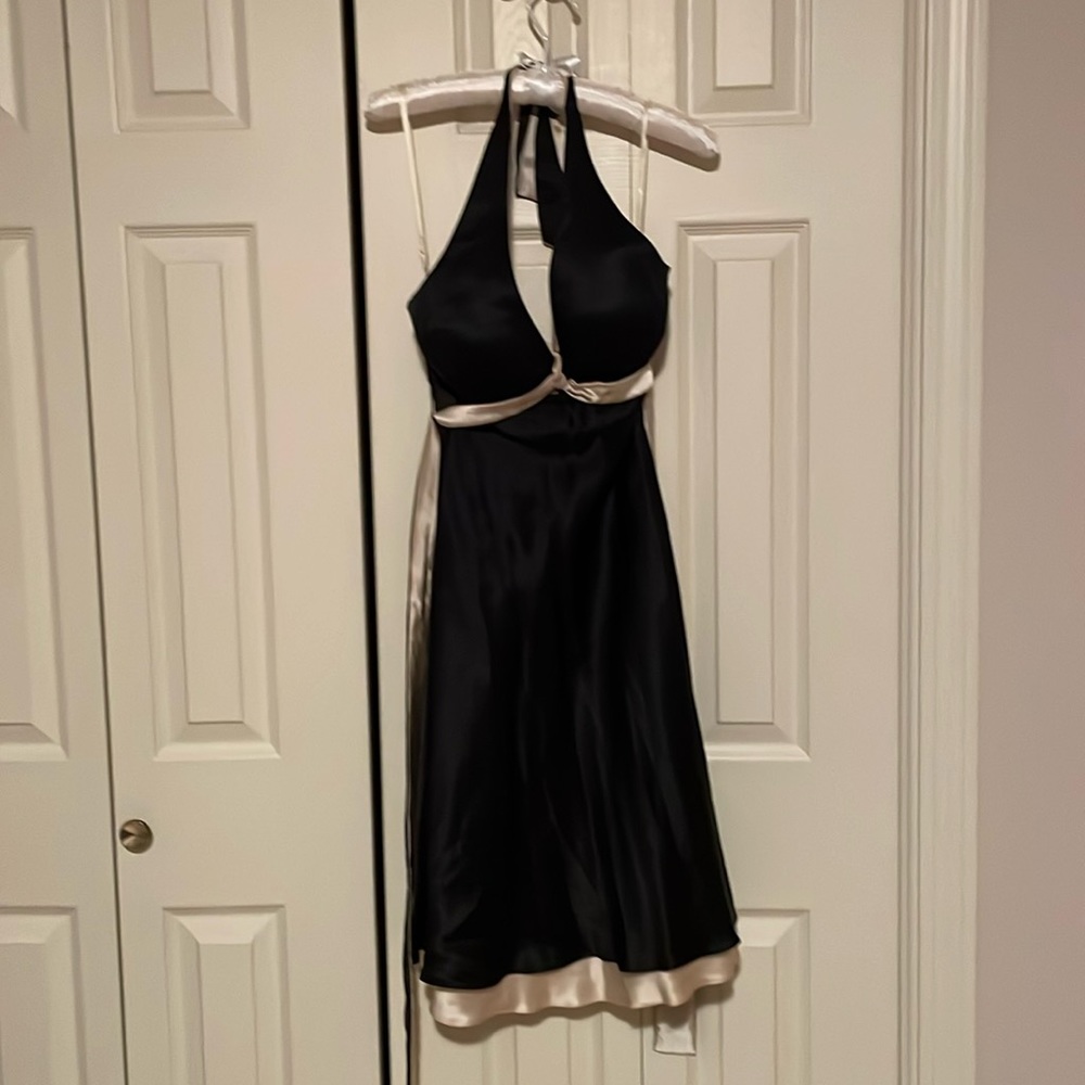 WHBM black Silk/Poly Halter top dress, size 0
